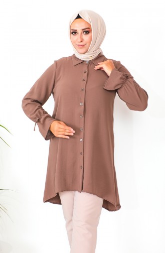 Plus Size Asymmetrical Tunic 1501-04 Brown 1501-04