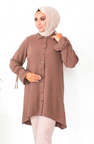 Plus Size Asymmetrical Tunic 1501-04 Brown 1501-04