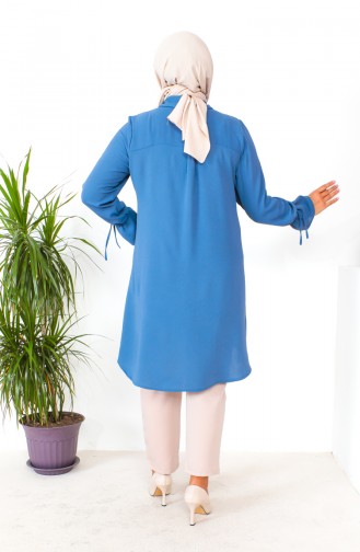 Plus Size Asymmetrical Tunic 1501-05 İndigo 1501-05