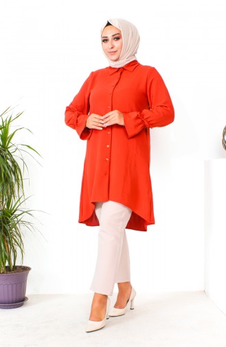 Plus Size Asymmetrical Tunic 1501-07 Brick Red 1501-07