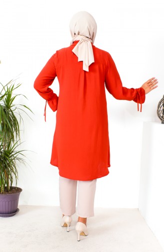 Plus Size Asymmetrical Tunic 1501-07 Brick Red 1501-07