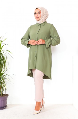 Grote Maat Asymmetrische Tuniek 1501-09 Kaki 1501-09