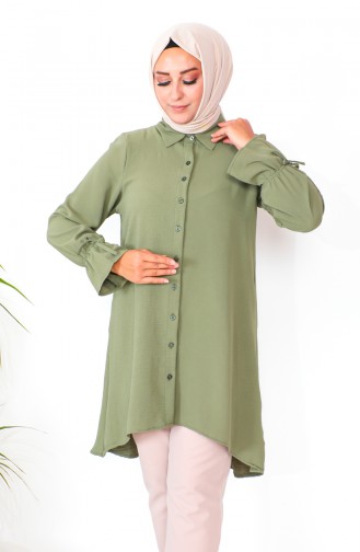 Grote Maat Asymmetrische Tuniek 1501-09 Kaki 1501-09