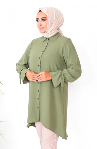Grote Maat Asymmetrische Tuniek 1501-09 Kaki 1501-09