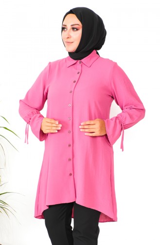 Büyük Beden Asimetrik Tunik 1501-12 Pembe