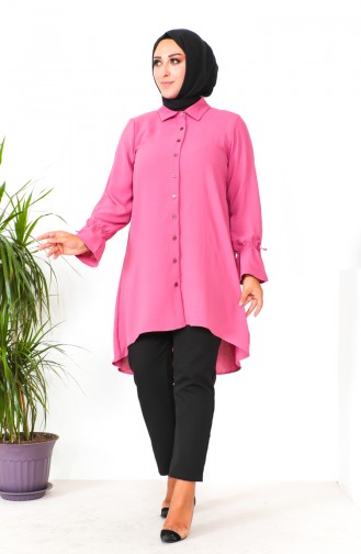 Grote Maat Asymmetrische Tuniek 1501-12 Roze 1501-12