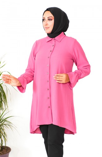 Grote Maat Asymmetrische Tuniek 1501-12 Roze 1501-12