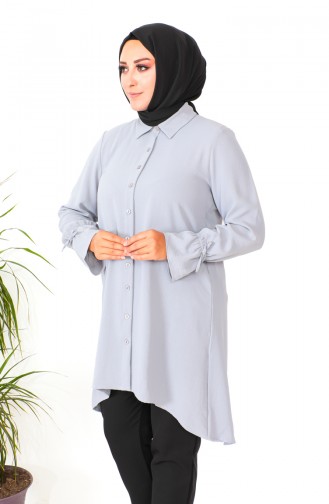 Plus Size Asymmetrical Tunic 1501-13 Gray 1501-13