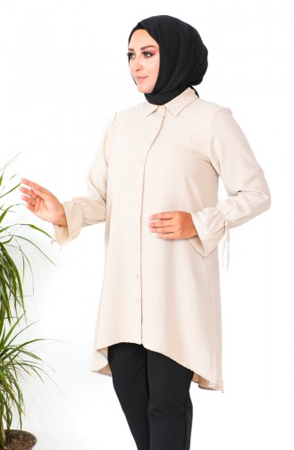 Plus Size Asymmetrical Tunic 1501-14 Beige 1501-14