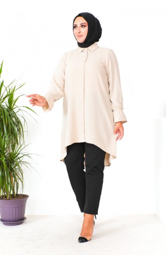 Plus Size Asymmetrical Tunic 1501-14 Beige 1501-14