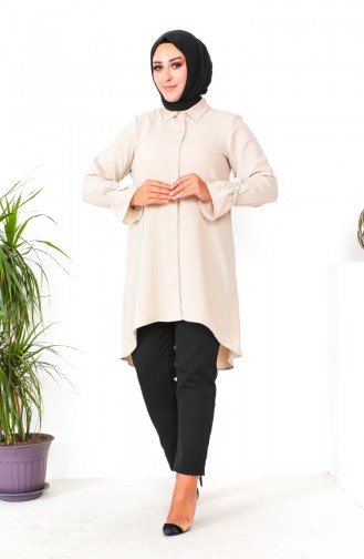 Plus Size Asymmetrical Tunic 1501-14 Beige 1501-14