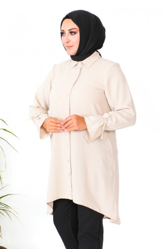 Tunique Asymétrique Grande Taille 1501-14 Beige 1501-14