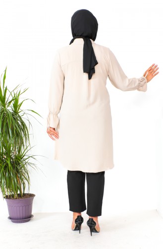 Plus Size Asymmetrical Tunic 1501-14 Beige 1501-14