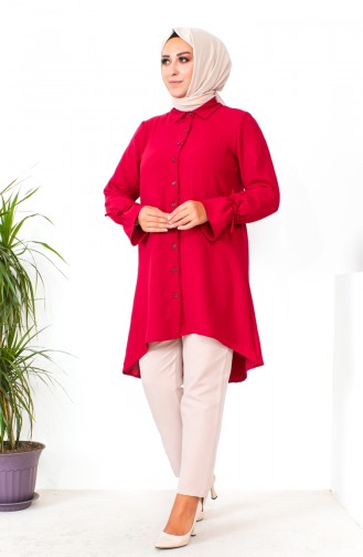 Plus Size Asymmetrical Tunic 1501-15 Claret Red 1501-15