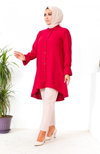 Plus Size Asymmetrical Tunic 1501-15 Claret Red 1501-15