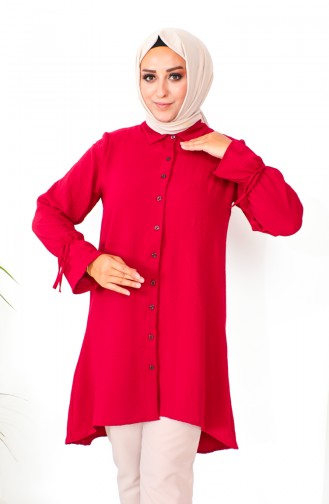 Plus Size Asymmetrical Tunic 1501-15 Claret Red 1501-15