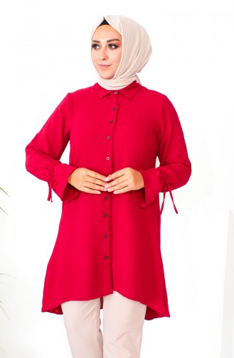Plus Size Asymmetrical Tunic 1501-15 Claret Red 1501-15