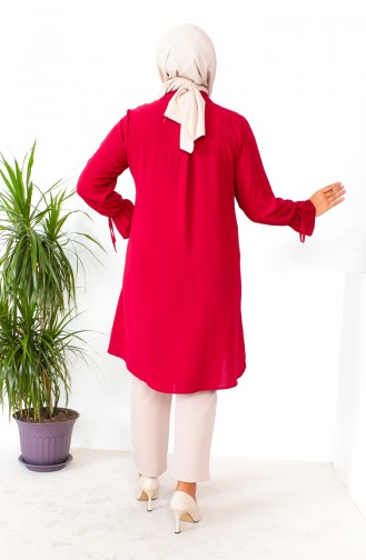 Plus Size Asymmetrical Tunic 1501-15 Claret Red 1501-15