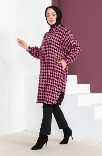 Houndstooth Patterned Tunic 23k8763-01 Fuchsia 23k8763-01