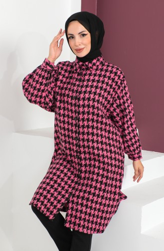 Houndstooth Patterned Tunic 23k8763-01 Fuchsia 23k8763-01