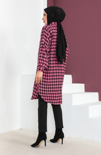 Houndstooth Patterned Tunic 23k8763-01 Fuchsia 23k8763-01