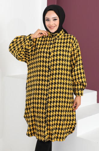 Houndstooth Patterned Tunic 23k8763-04 Mustard 23k8763-04