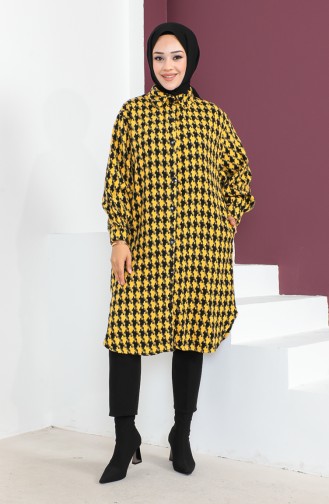 Houndstooth Patterned Tunic 23k8763-04 Mustard 23k8763-04