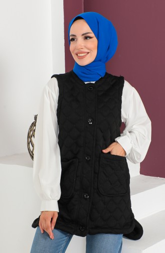 Gilet Matelassé Avec Poches 23K8850-03 Noir 23K8850-03