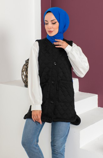 Gilet Matelassé Avec Poches 23K8850-03 Noir 23K8850-03