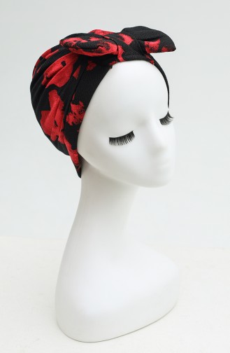 Patterned Bow Bonnet 0034-01 Black Red 0034-01