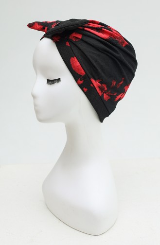Patterned Bow Bonnet 0034-01 Black Red 0034-01