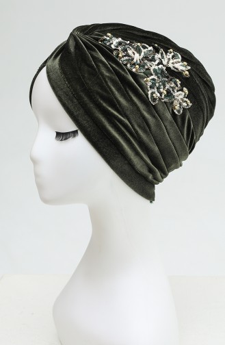 Velvet Sequin Vera Bonnet Khaki 0039-03