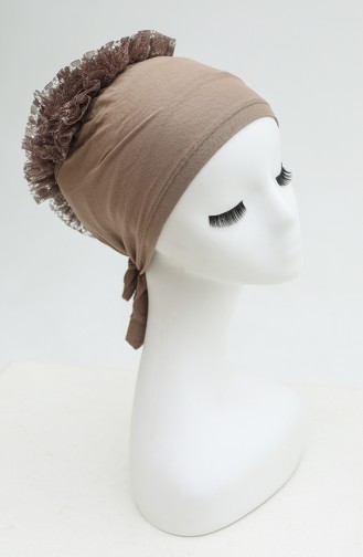 Middle Eastern Mall Hijab Undercap Volumizer Bonnet with Ties & Tulle Flower 2 Caps - 1 Black & 1 White