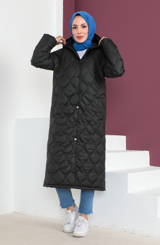 Vivezza Hooded Pattern Quilted Coat 6985-01 Black 6985-01