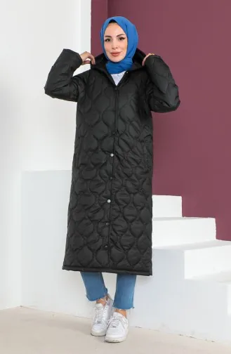 Vivezza Steppmantel Mit Kapuzenmuster 6985-01 Schwarz 6985-01