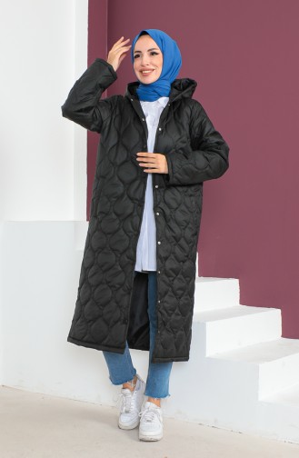 Vivezza Hooded Pattern Quilted Coat 6985-01 Black 6985-01