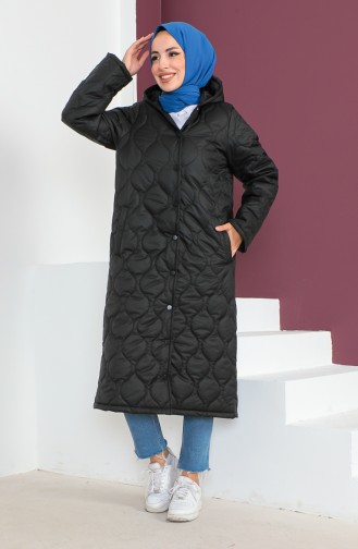 Vivezza Hooded Pattern Quilted Coat 6985-01 Black 6985-01
