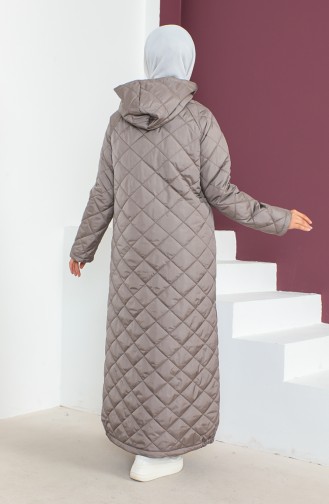 Vivezza Gewatteerde Abaya Met Capuchon En Ritssluiting 6988-03 Grijs 6988-03