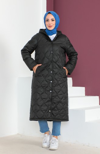 Vivezza Hooded Onion Pattern Sports Quilted Coat 6990-01 Black 6990-01
