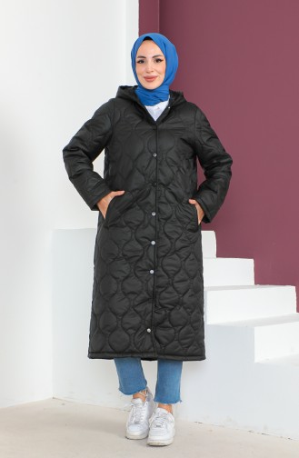 Vivezza Manteau Matelassé A Capuche Motif Oignon 6990-01 Noir 6990-01