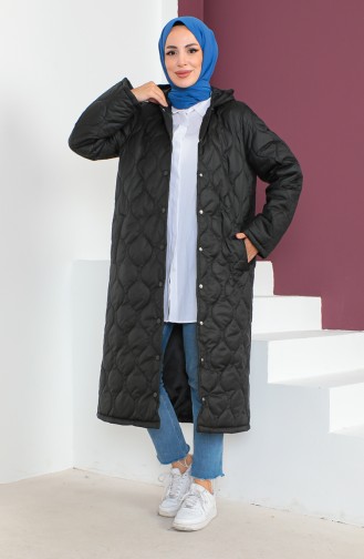 Vivezza Hooded Onion Pattern Sports Quilted Coat 6990-01 Black 6990-01