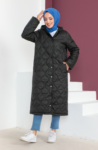 Vivezza Manteau Matelassé A Capuche Motif Oignon 6990-01 Noir 6990-01