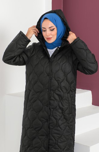 Vivezza Hooded Onion Pattern Sports Quilted Coat 6990-01 Black 6990-01