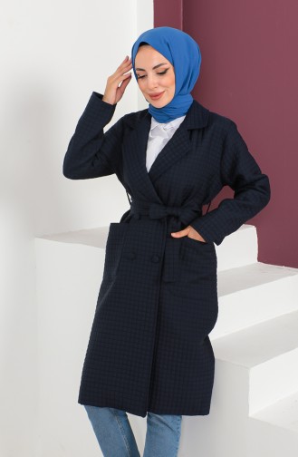 Kapitone Kuşaklı Kaban 23K8809-01 Lacivert