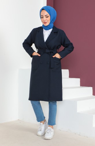 Kapitone Kuşaklı Kaban 23K8809-01 Lacivert