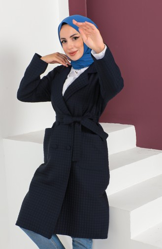 Kapitone Kuşaklı Kaban 23K8809-01 Lacivert