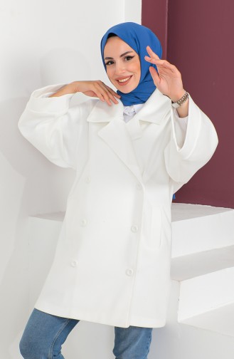Kaşe Kaban 23K8835-03 Beyaz