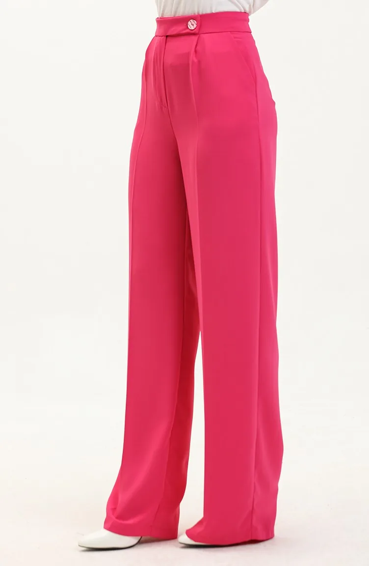 Pantalon Palazzo Plissé Taille Haute Femme 00100-01 Rose 00100-01