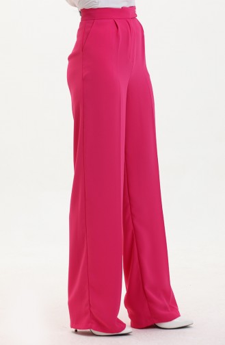 Pantalon Palazzo Plissé Taille Haute Femme 00100-01 Rose 00100-01