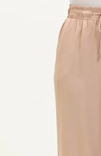 Pantalon Palazzo Taille Elastique En Satin Poudre 0021-02 Poudre 0021-02